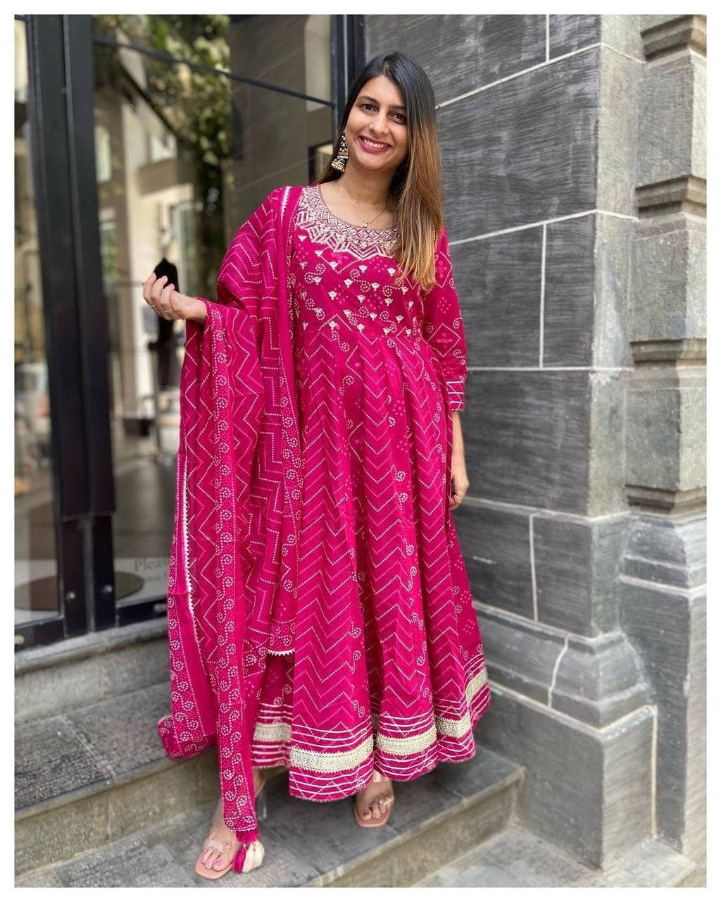 Rani Pink Salwar Suit In Soft Butter Silk With Fancy Digital Print