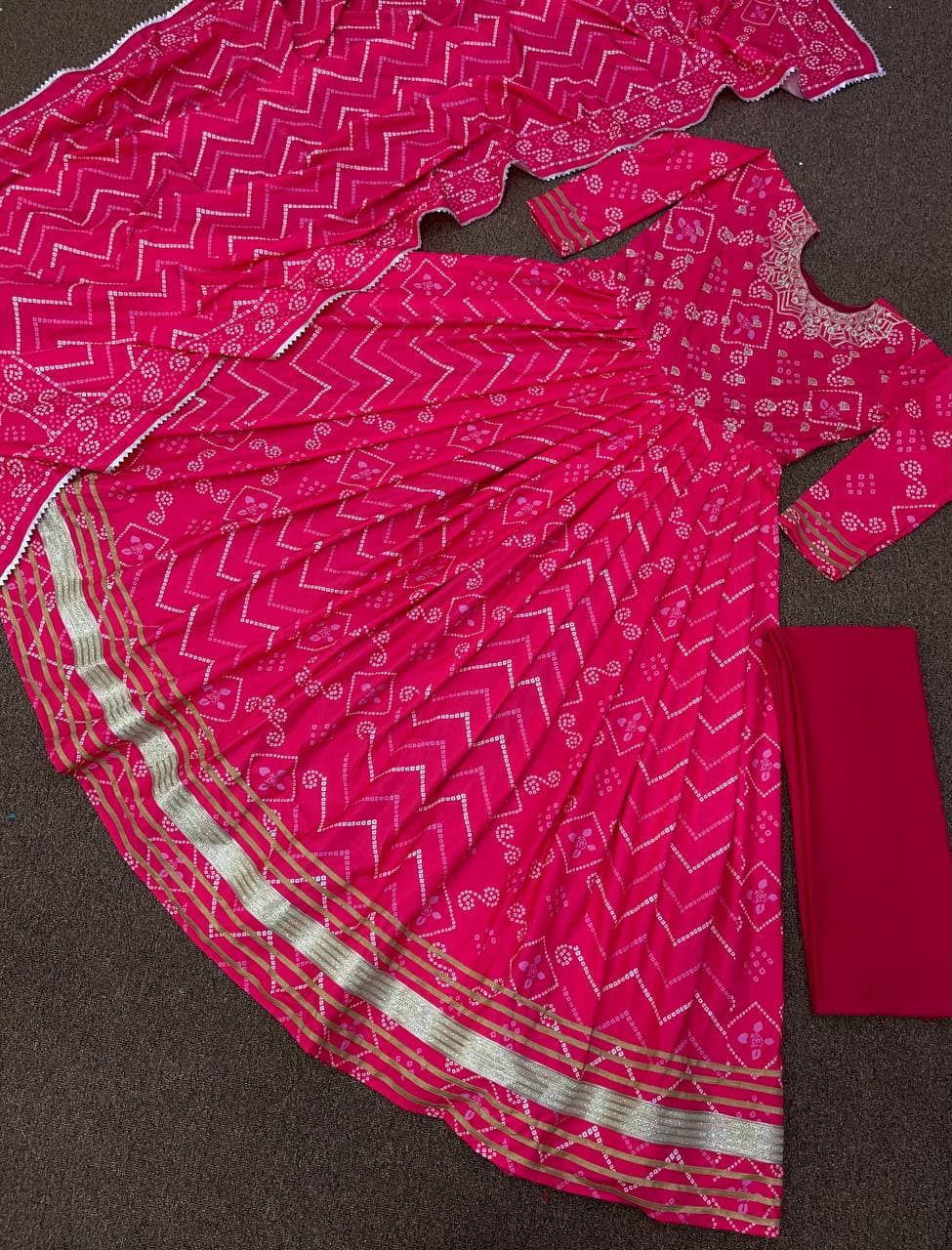 Rani Pink Salwar Suit In Soft Butter Silk With Fancy Digital Print