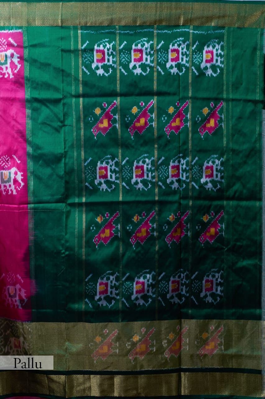 Rani Pink Saree In Soft Vichitra Silk With Digital Print