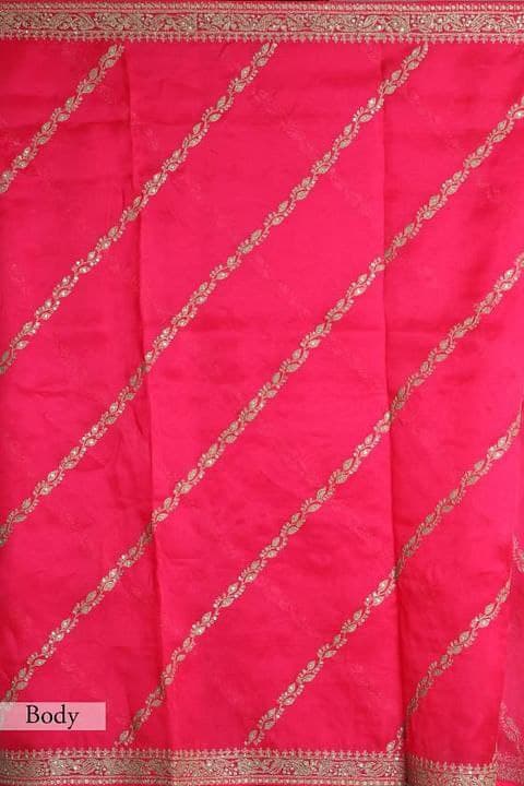 Rani Pink Saree In Susitra Silk With Thread Embroidery Work