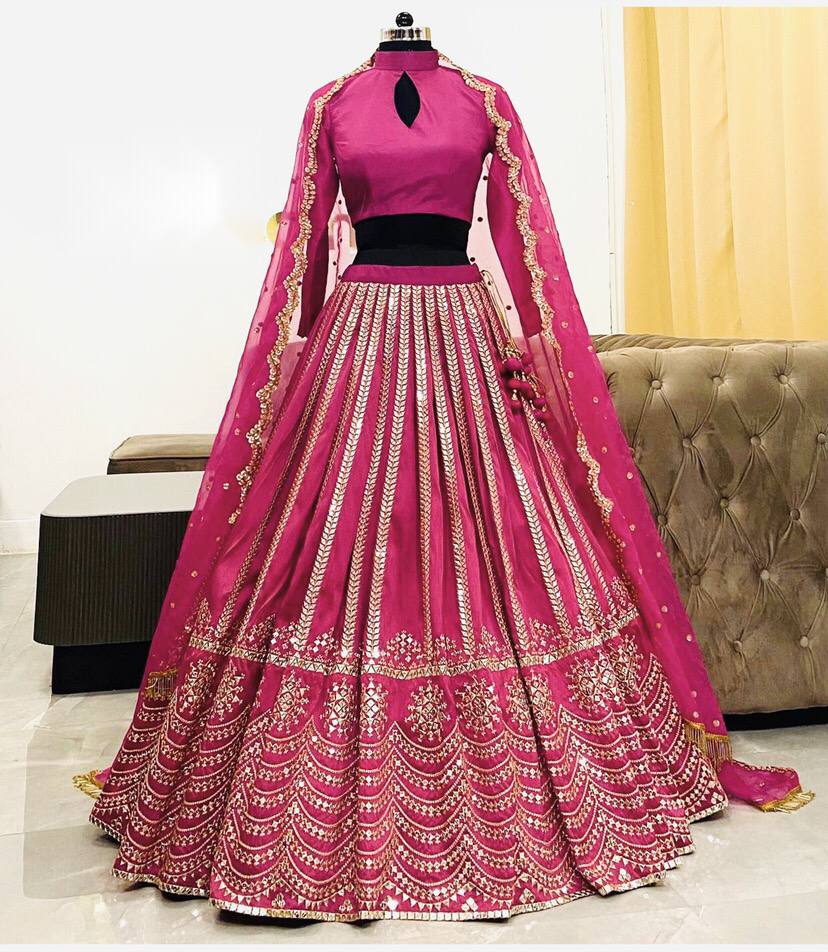 Rani Pink Lehenga Choli In Taffeta Silk With 5 MM Sequence Work