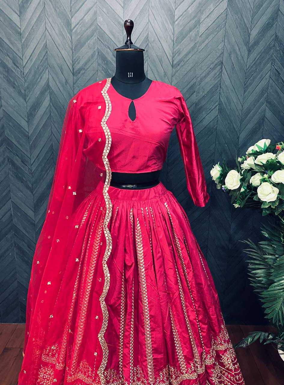 Rani Pink Lehenga Choli In Taffeta Silk With 5 MM Sequence Work