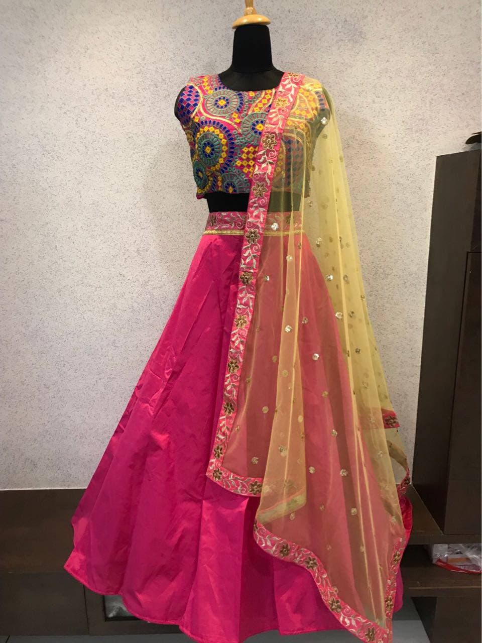 Rani Pink Lehenga Choli In Taffeta Silk