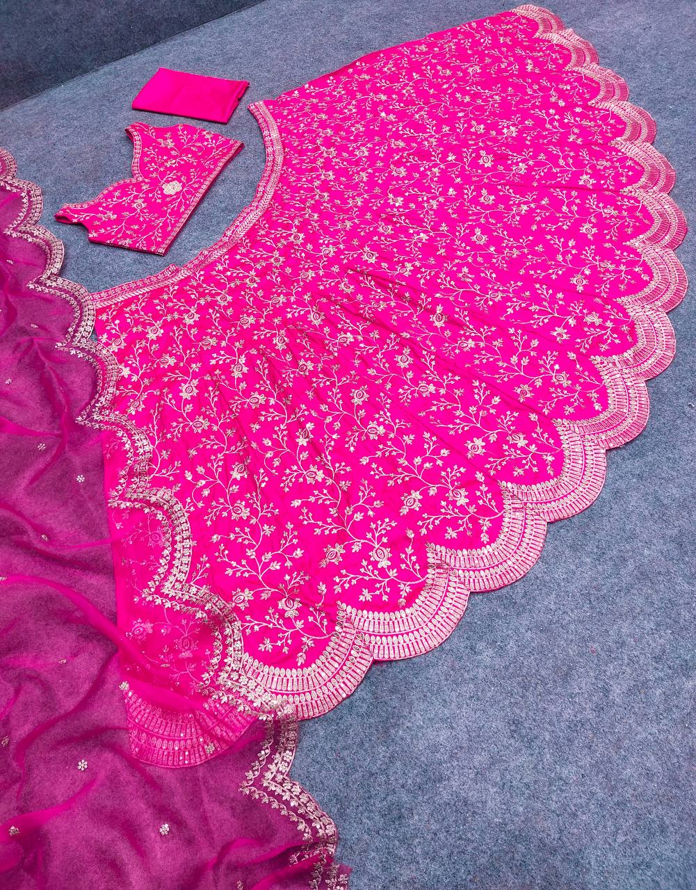 Rani Pink Lehenga Choli In Taffeta Silk With Sequence Work