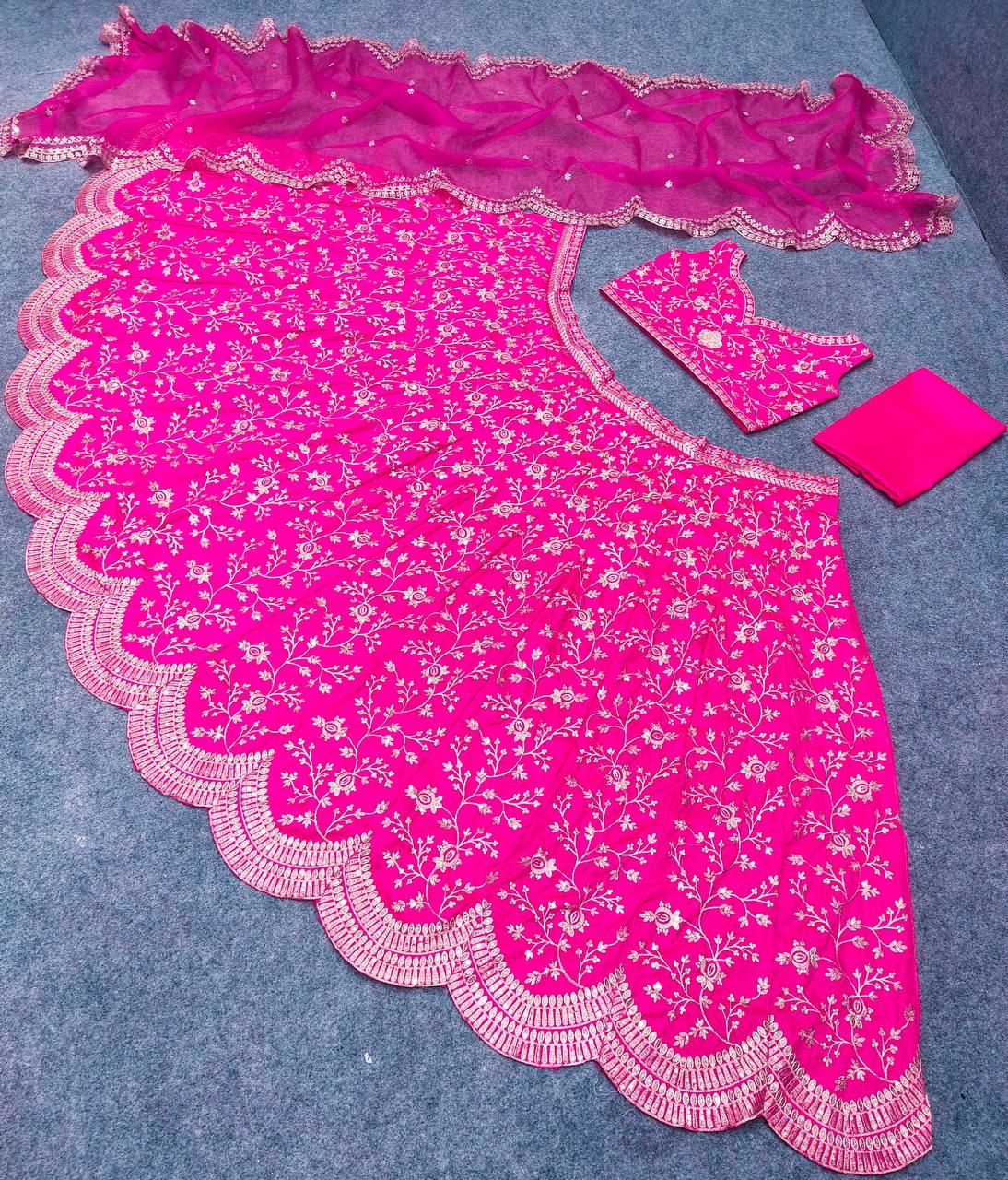 Rani Pink Lehenga Choli In Taffeta Silk With Sequence Work