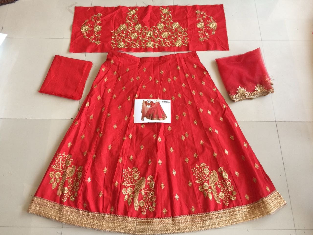 Red Lehenga Choli In Benglori Silk With Embroidery Work