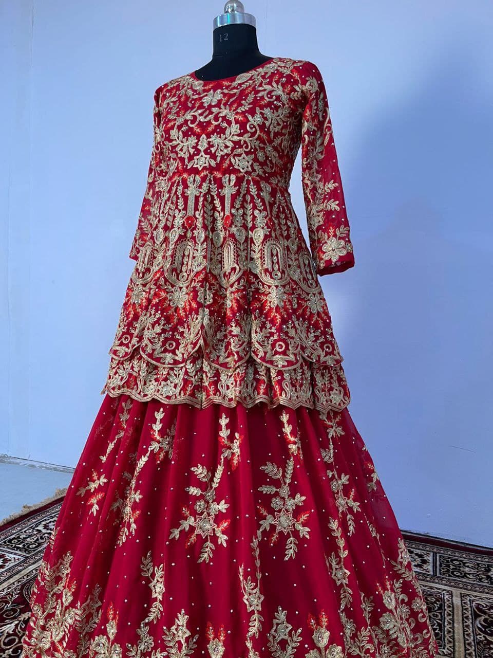 Red Lehenga Choli In Fox Georgette With Heavy Embroidery Work