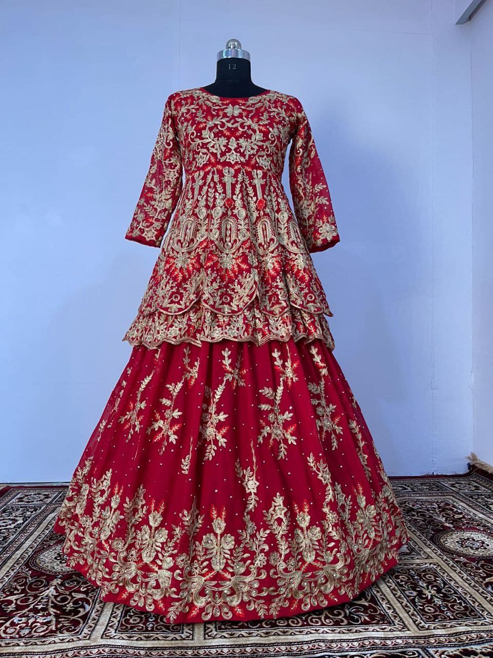 Red Lehenga Choli In Fox Georgette With Heavy Embroidery Work