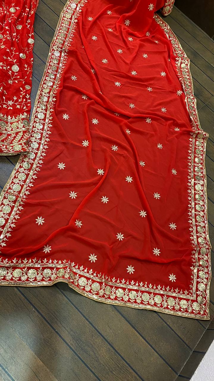 Red Lehenga Choli In Georgette Silk With Embroidery Work