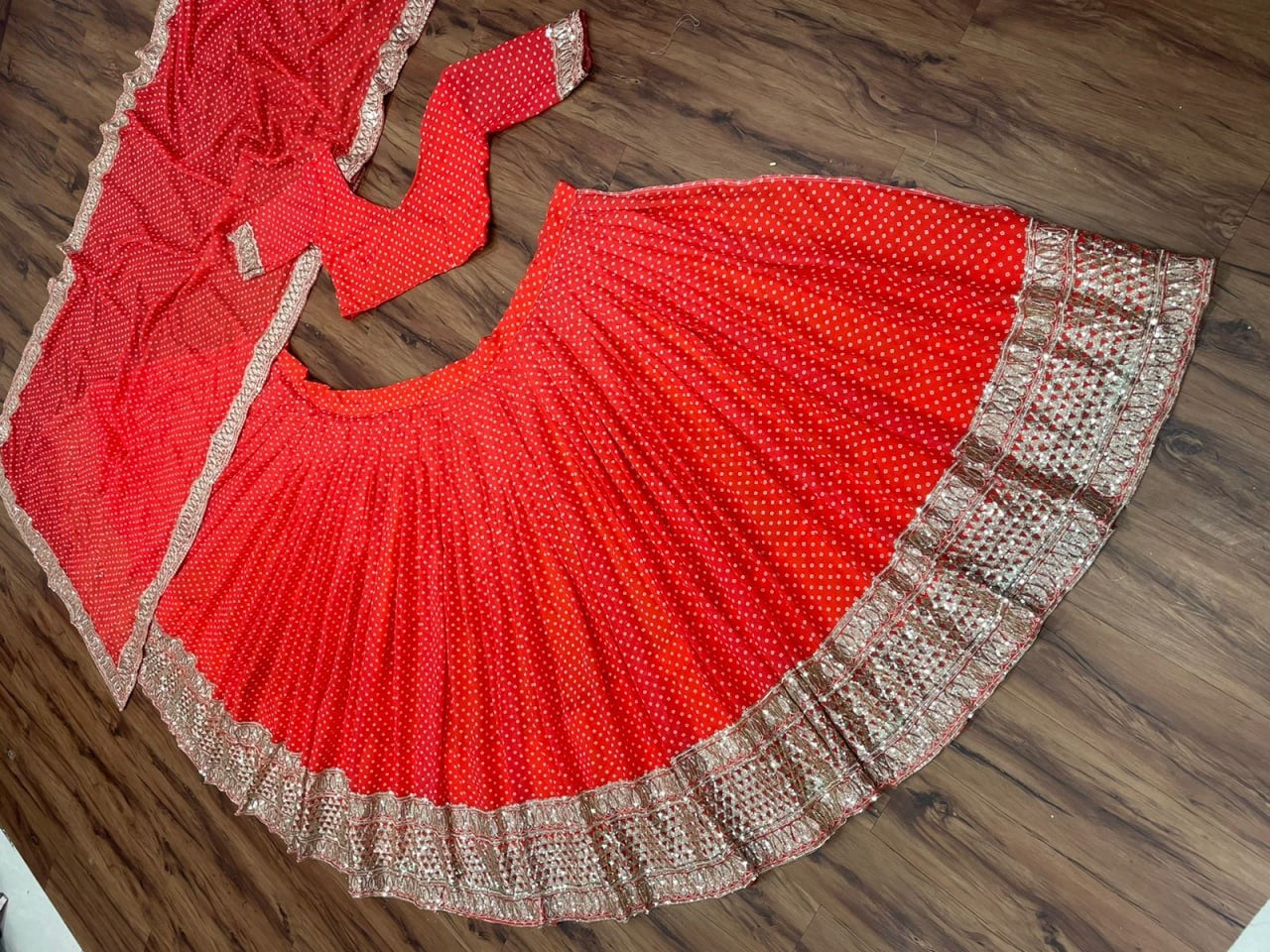 Red Lehenga Choli In Georgette Silk With Sequence Embroidery Work