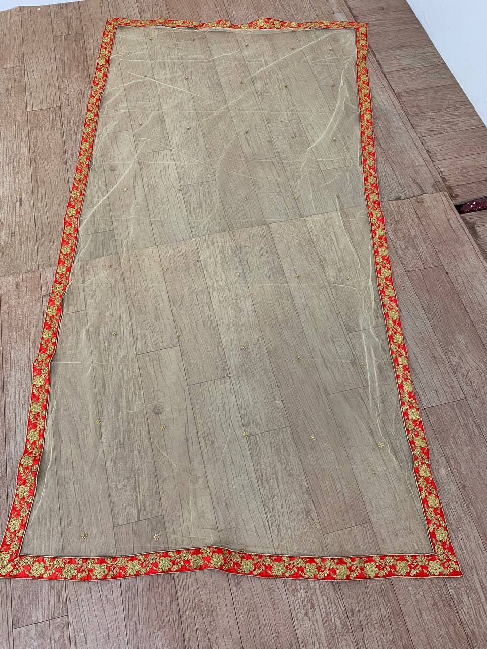 Red Lehenga Choli In Malai Satin Silk With Cording Dori Work