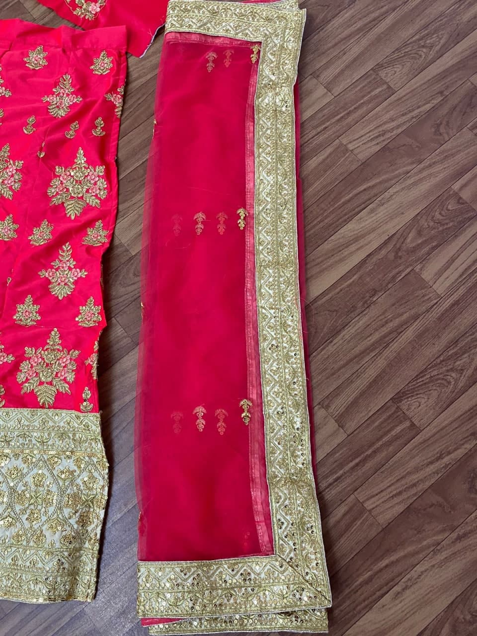 Red Lehenga Choli In Malai Satin Silk With 5 MM Sequence Work