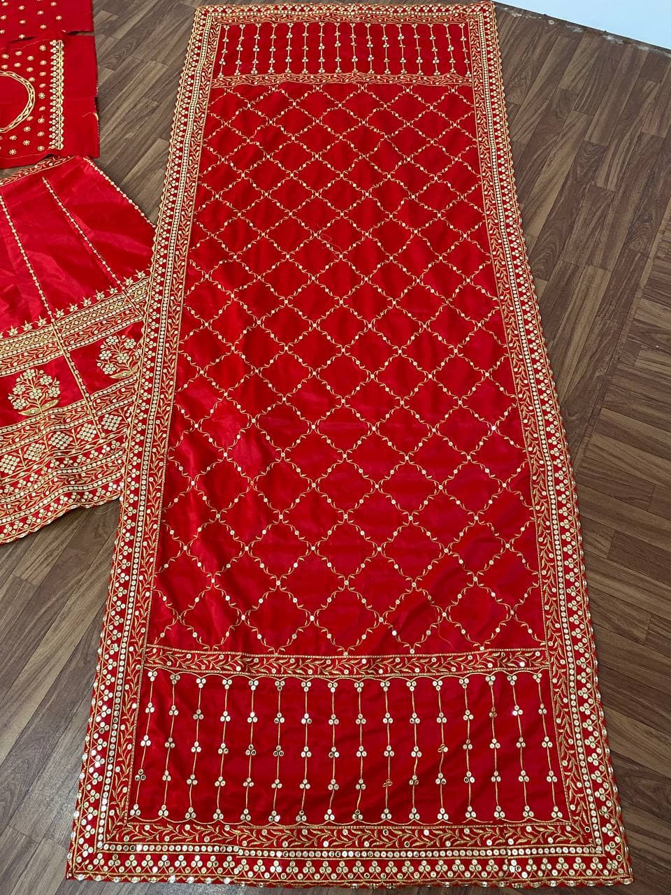 Red Lehenga Choli In Malai Satin Silk With 9 MM Sequence Work