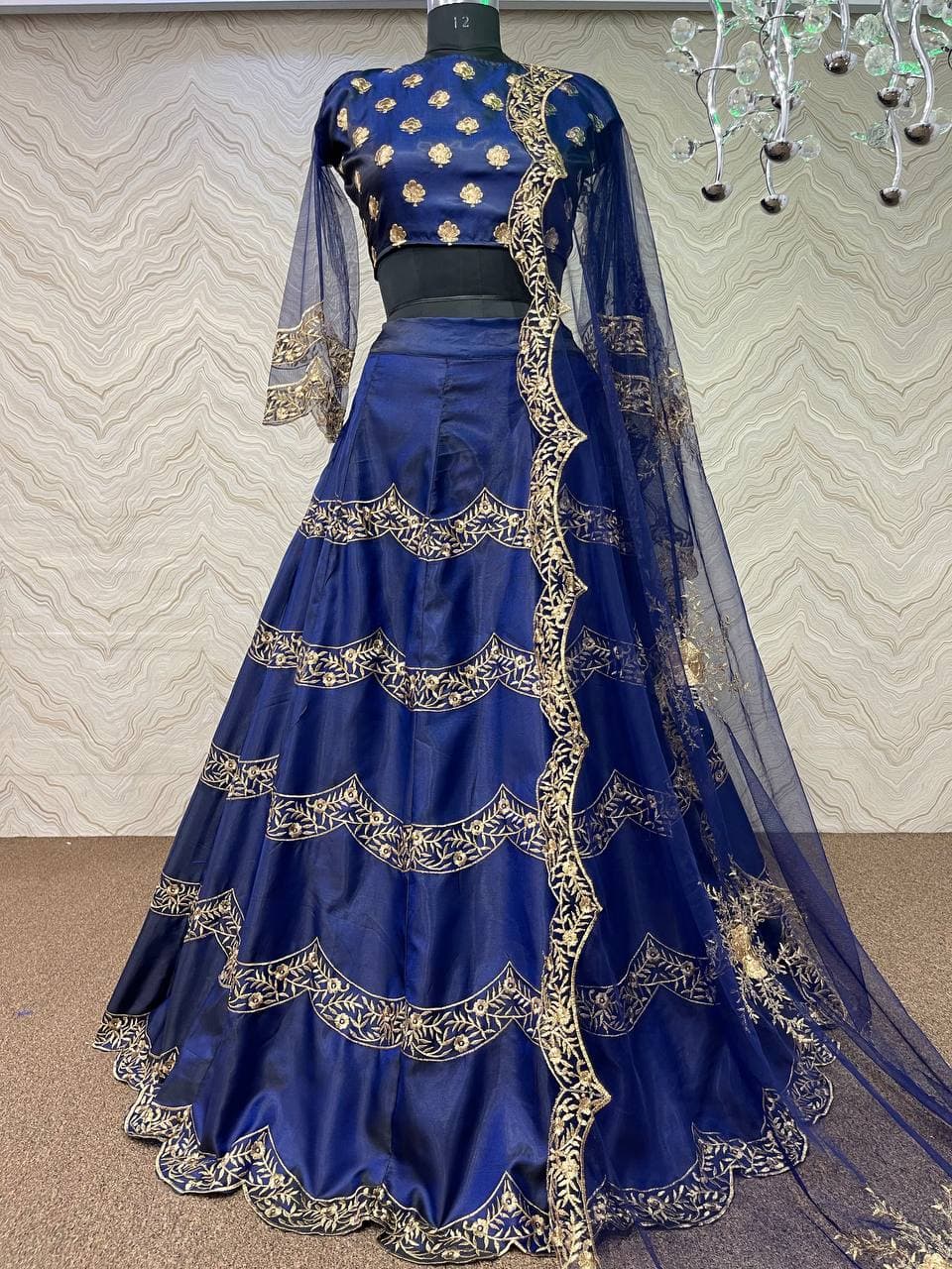 Royal Blue Lehenga Choli In Heavy Two Ton Taffeta Satin Silk With Fancy Embroidery Work