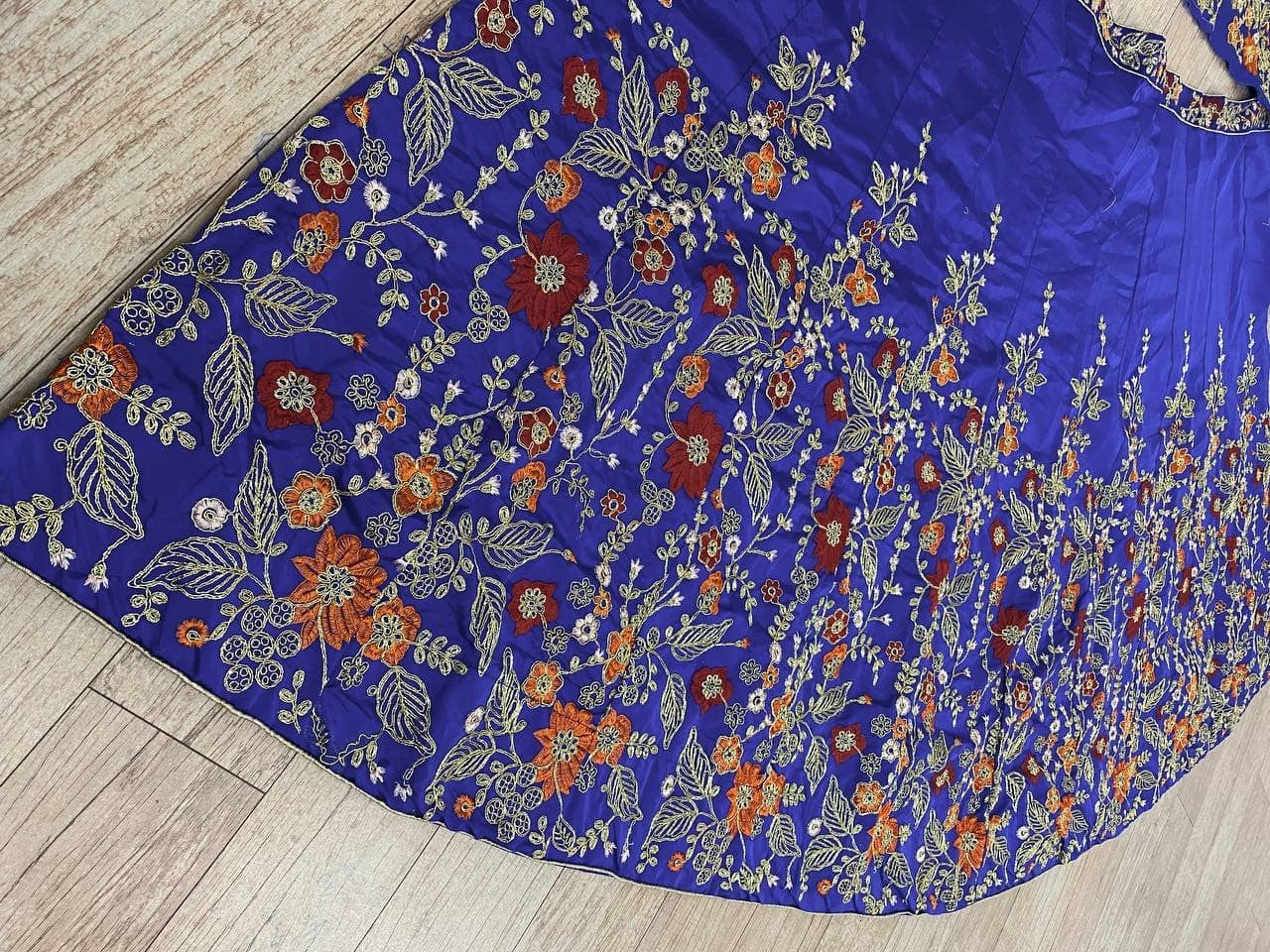 Royal Blue Lehenga Choli In Jalbari Satin Silk With Multi Embroidery Work