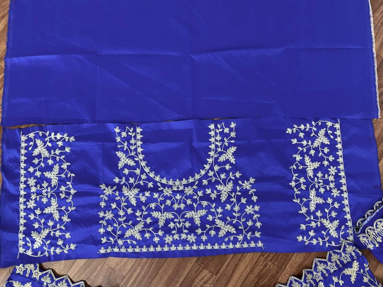 Royal Blue Lehenga Choli In Malai Satin Silk With Cording Work