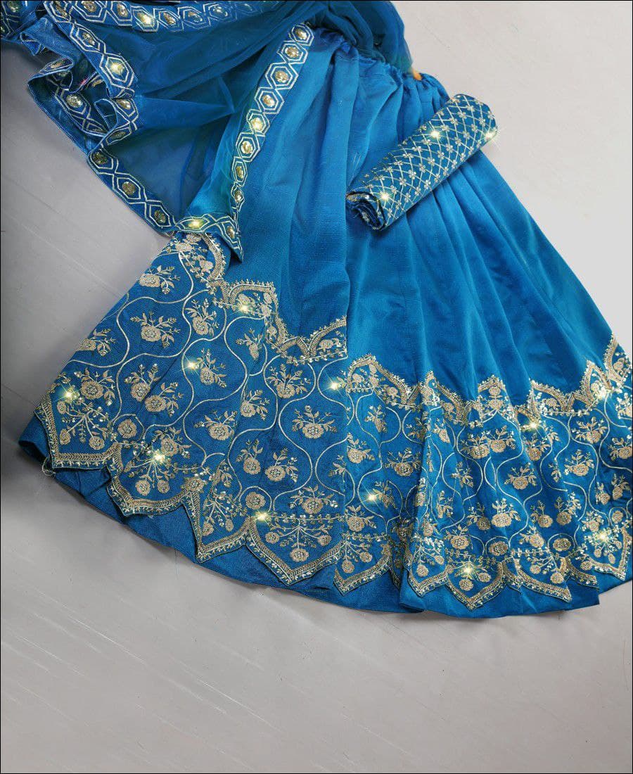 Royal Blue Lehenga Choli In Phantom Silk With Embroidery Work