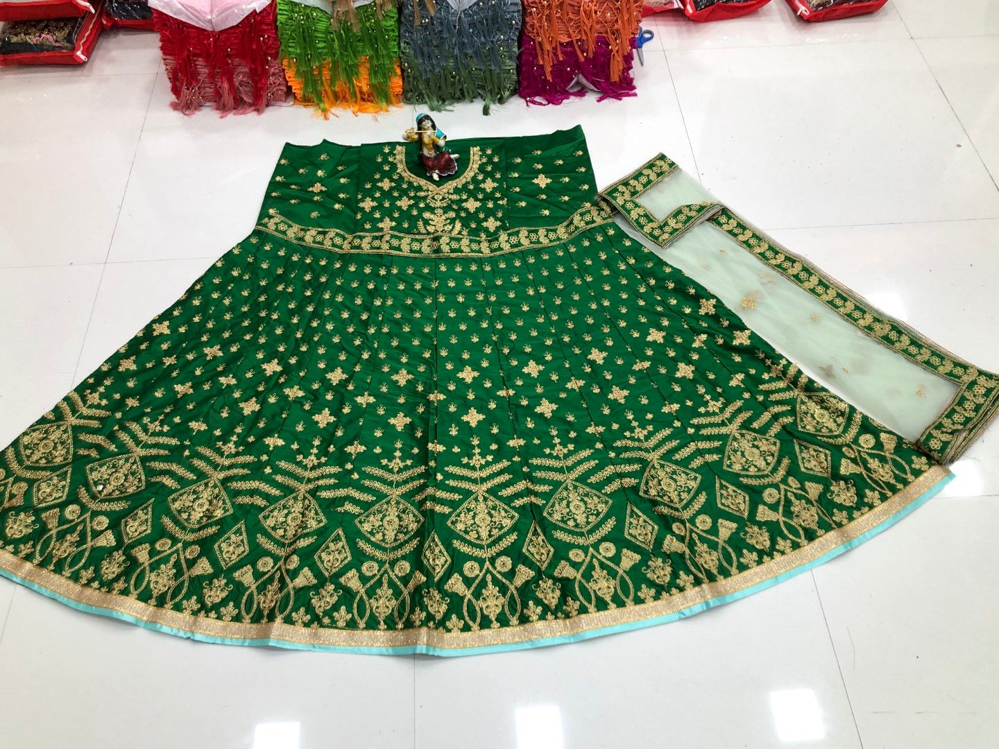 Green Lehenga Choli In Malay Sillk With Embroidery Work