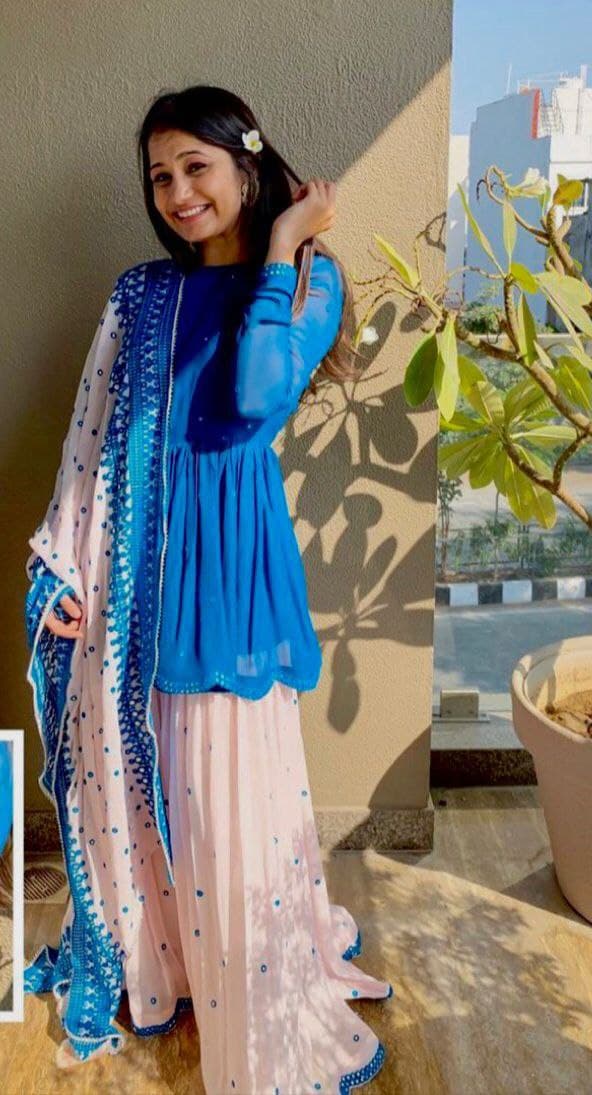 Sky Blue Salwar Suit In Heavy Faux Georgette With Embroidery Work