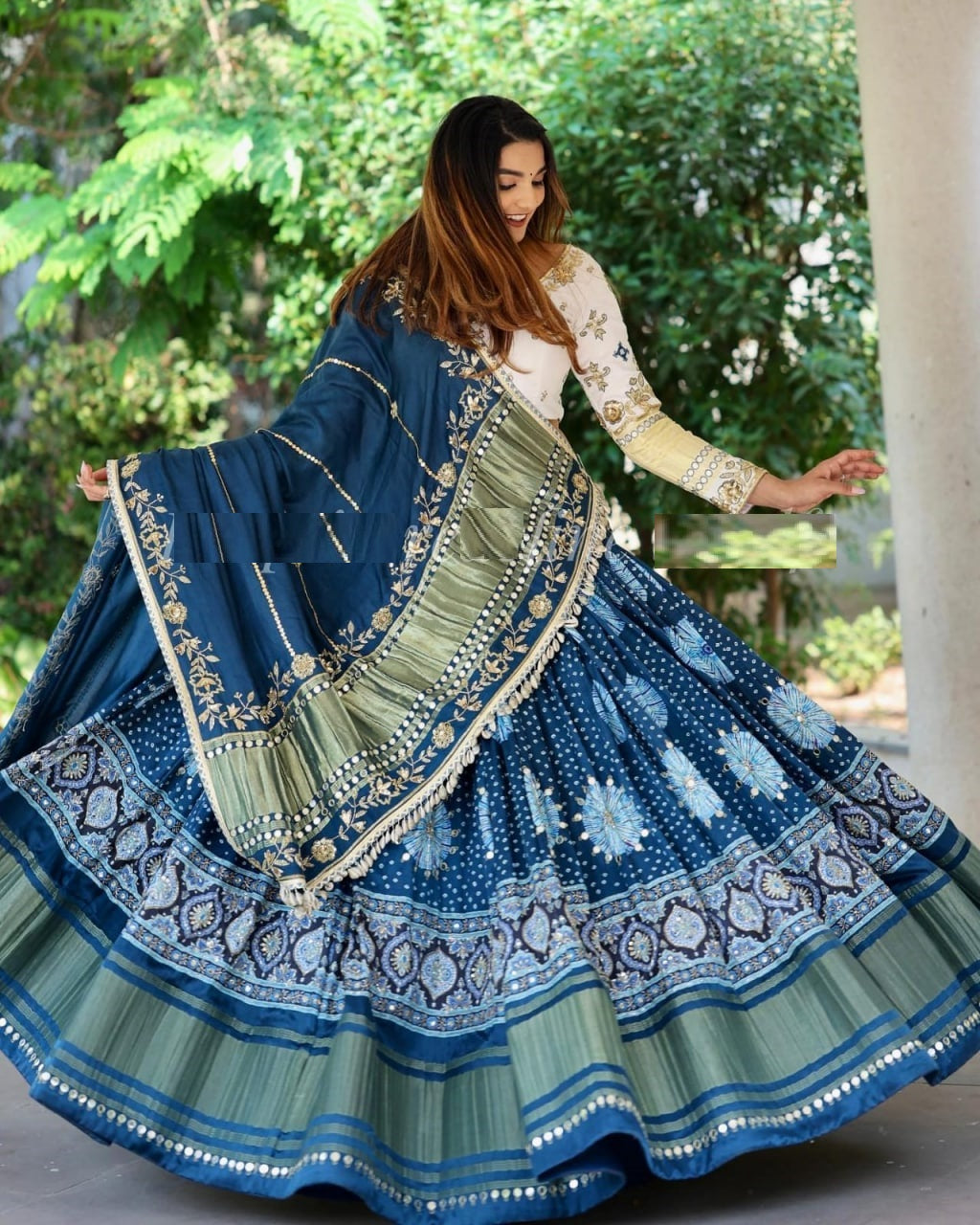 Sky Blue Lehenga Choli In Soft Butter Silk With Digital Print