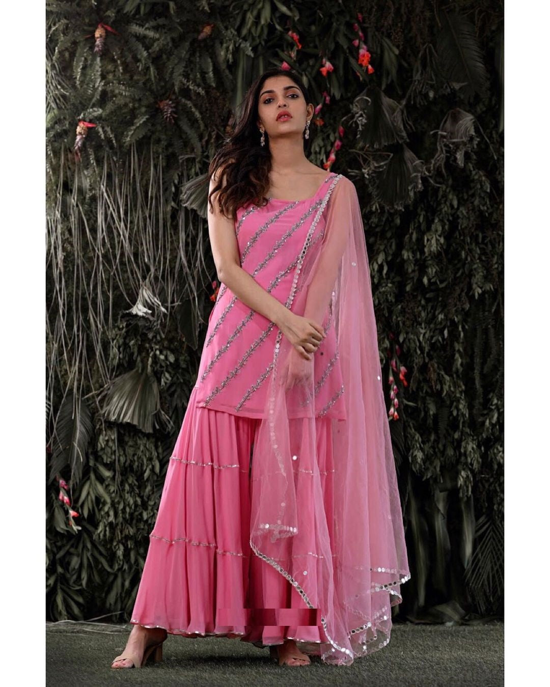 Pink Salwar Suit In Georgette Silk With Zari Sequence Work