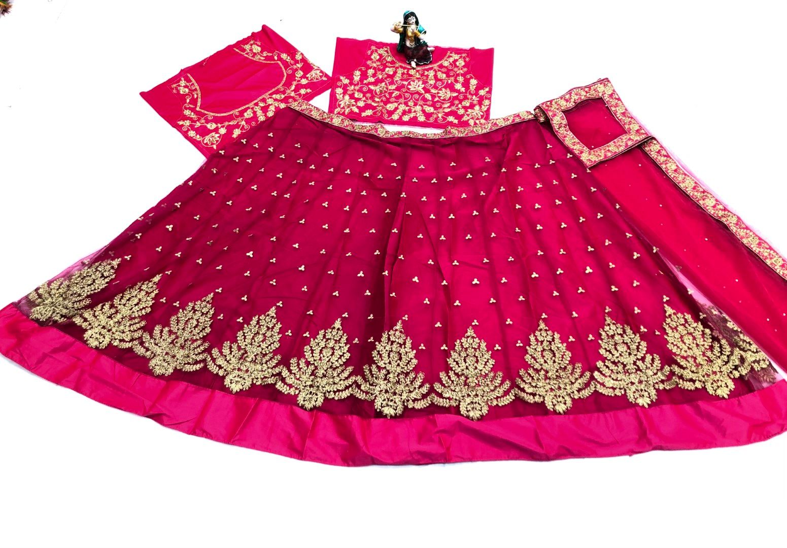 Pink Lehenga Choli In Nylon Mono Net With Embroidery Work