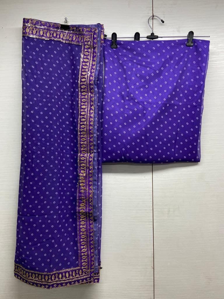 Violet Lehenga Choli In Georgette Silk With Digital Print