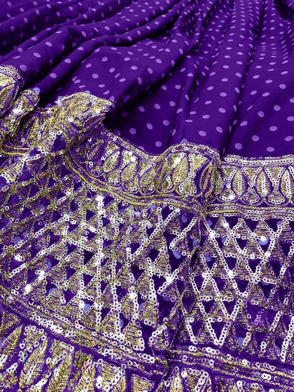 Violet Lehenga Choli In Georgette Silk With Digital Print