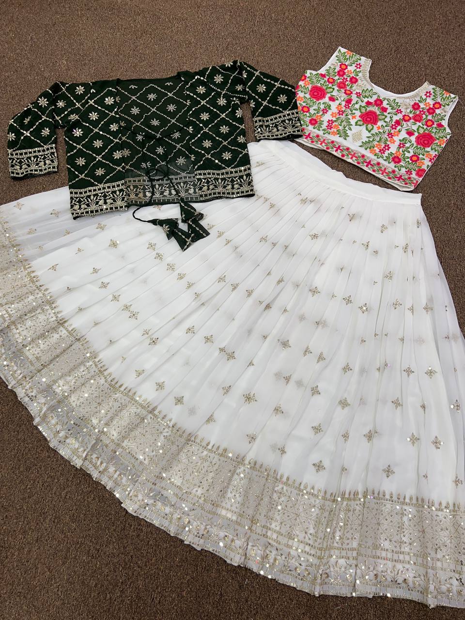 White Lehenga Choli In Heavy Fox Georgette With 5 MM Sequence Embroidery Work