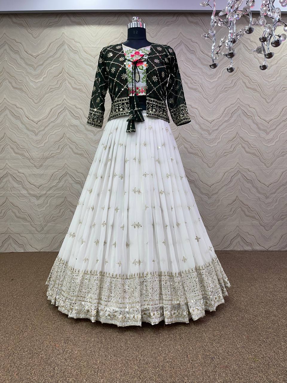 White Lehenga Choli In Heavy Fox Georgette With 5 MM Sequence Embroidery Work