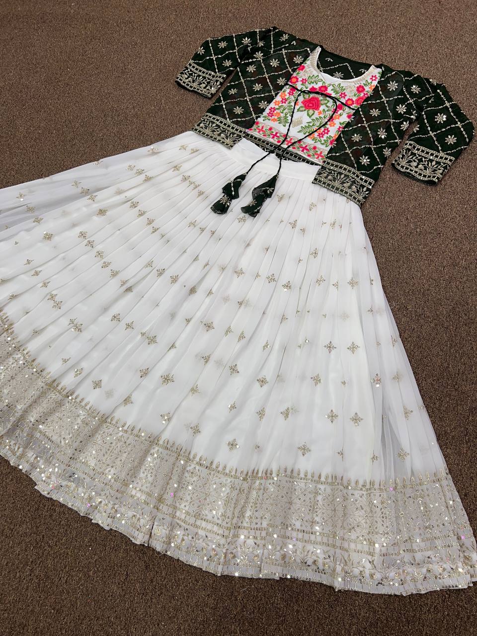 White Lehenga Choli In Heavy Fox Georgette With 5 MM Sequence Embroidery Work