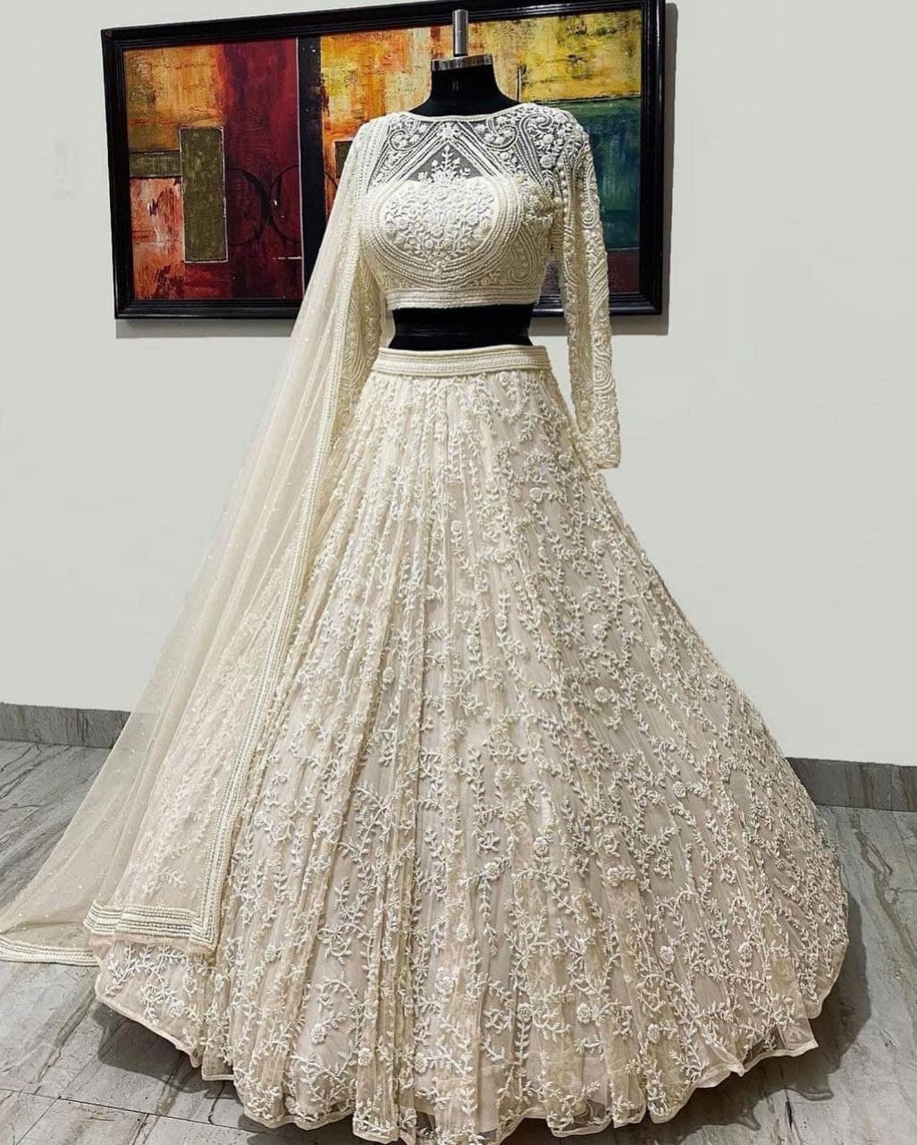 45+ White Lehengas with Price Perfect for the Ethereal Royal Look on Your  Wedding Day