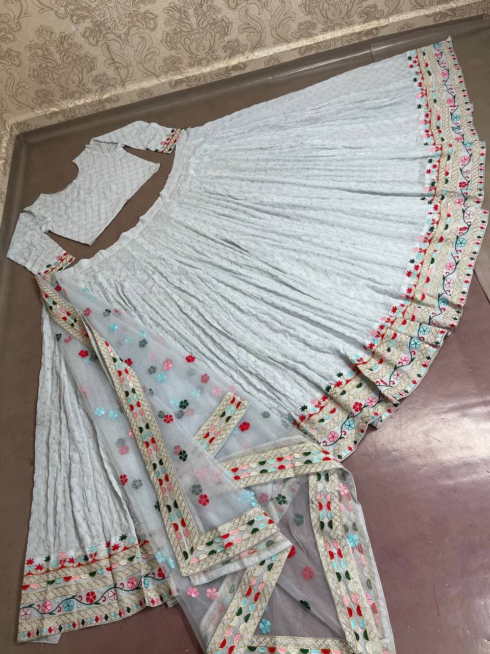 White Lehenga Choli In Fox Blooming Silk With Embroidery Work