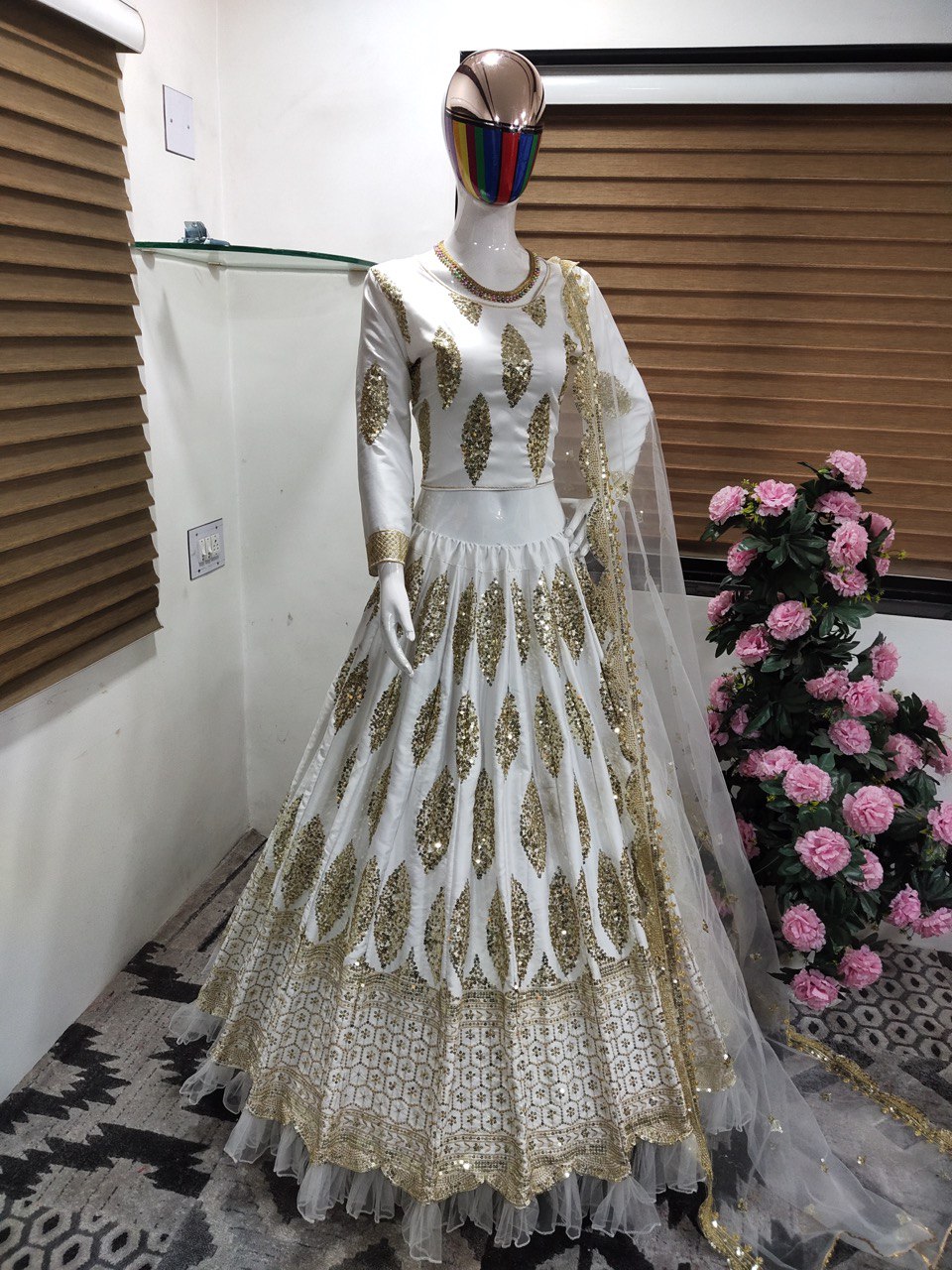 White Lehenga Choli In Malai Satin Silk With Heavy Sequence Embroidery Work