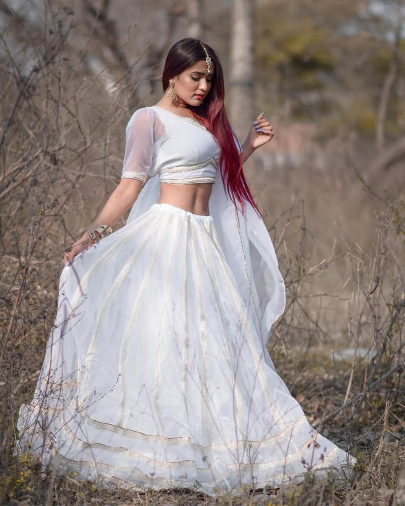 White Lehenga Choli In Organza Silk With Embroidery Work