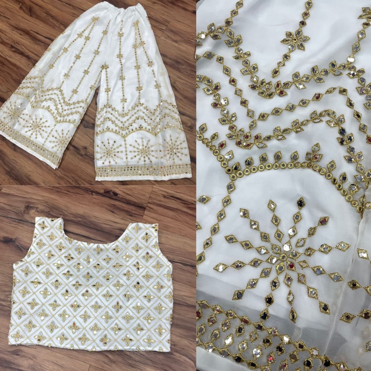 White Salwar Suit In Georgette With Thread Sequence Work