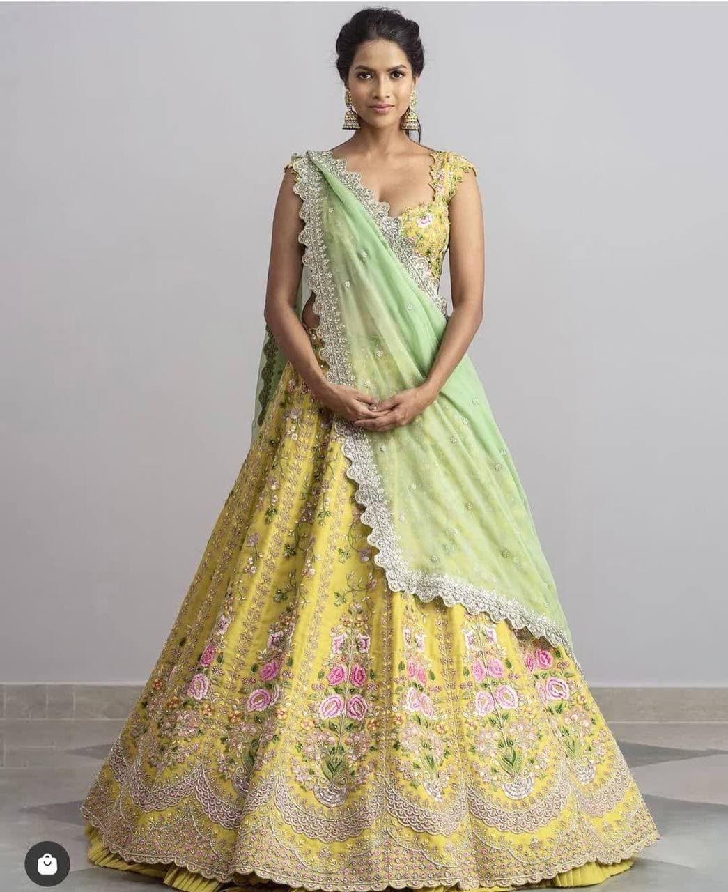 Yellow Lehenga Choli In Devsena Satin Silk With 3 MM Sequence Work