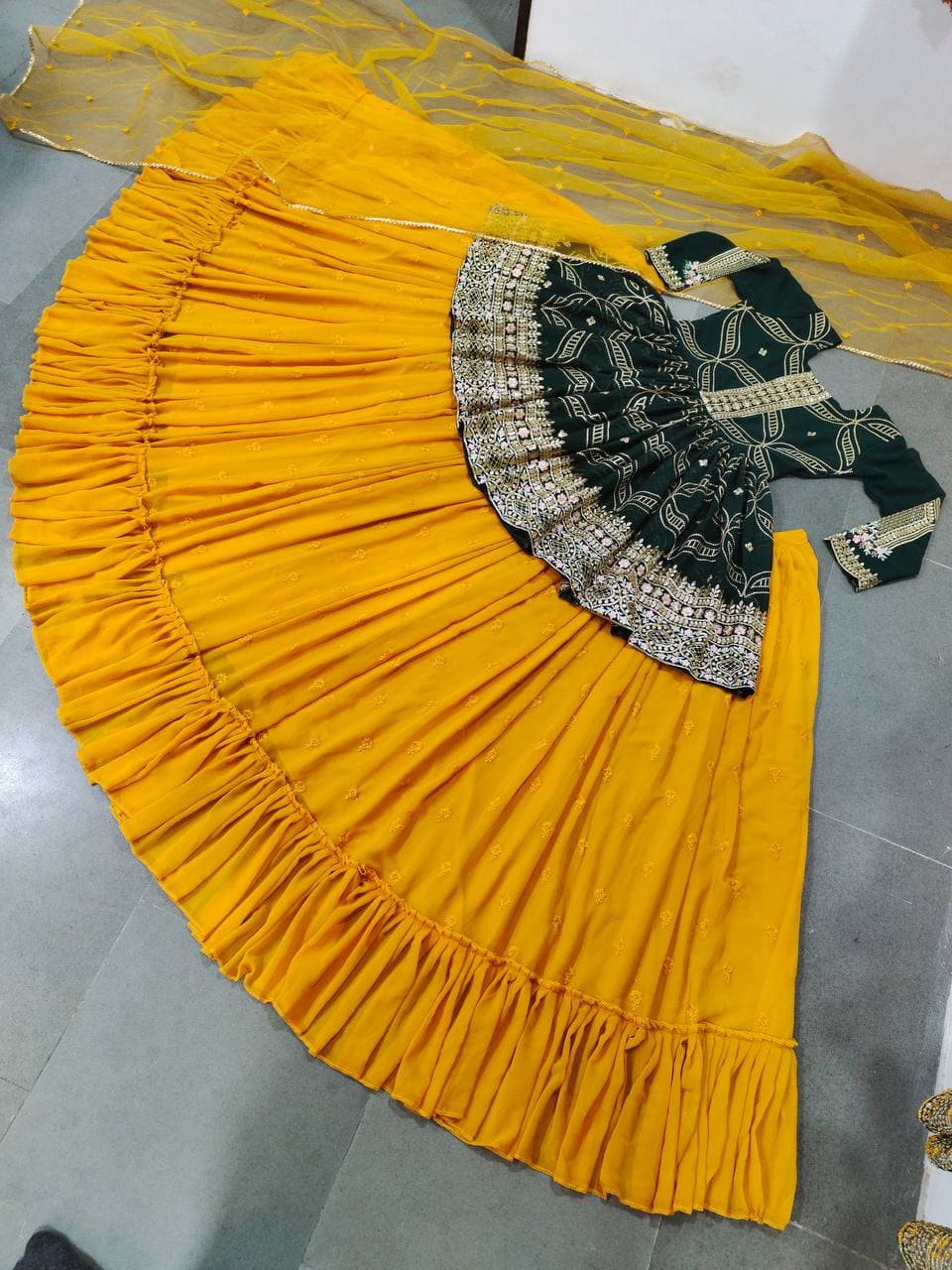Yellow Lehenga Choli In Fox Georgette With Embroidery Work