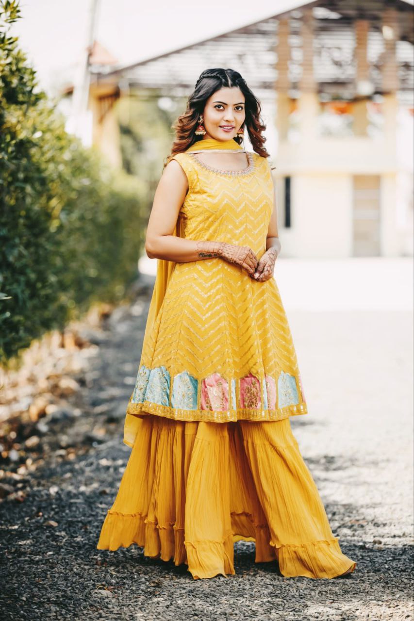 Yellow Salwar Suit In Fox Georgette With Sequence Embroidery Work