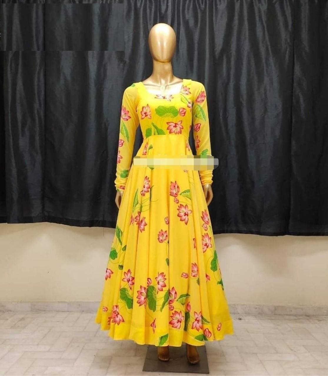 Yellow Salwar Suit In Georgette Silk With Digital Print