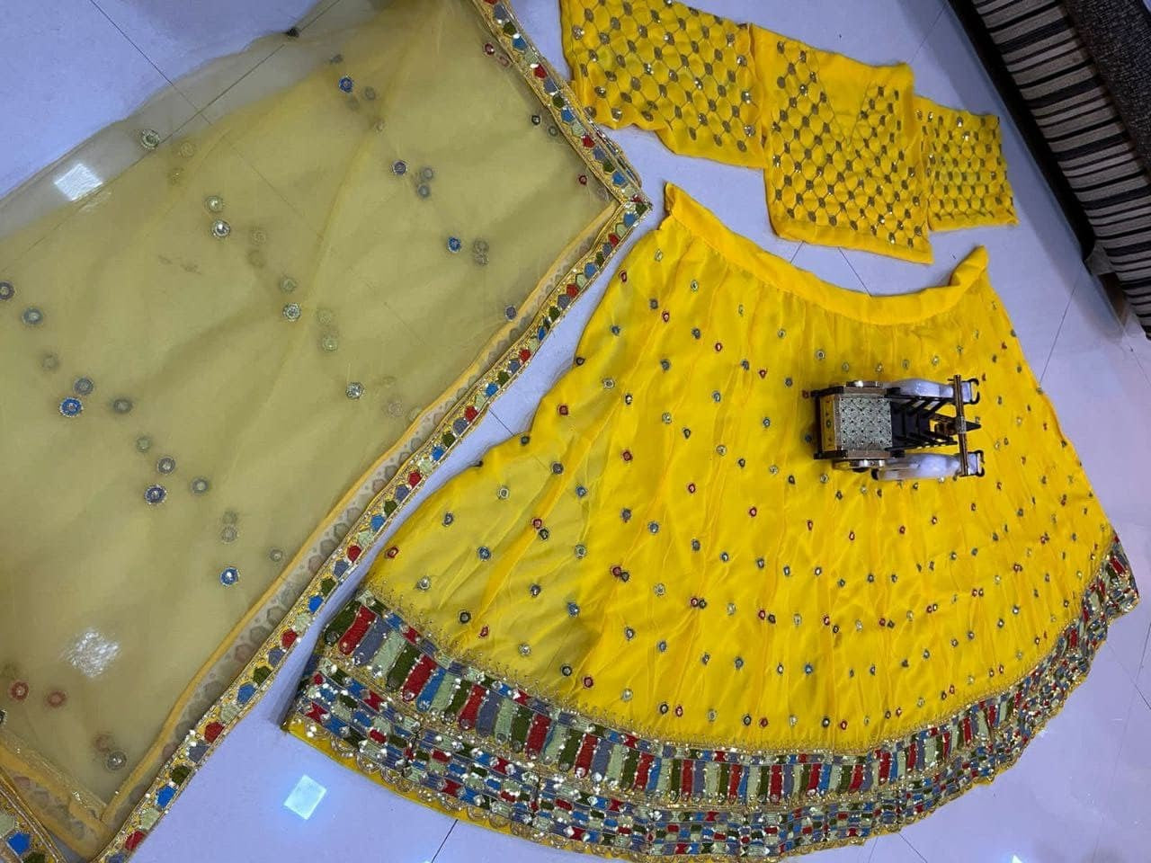 Yellow Lehenga Choli In Georgette Silk With Sequence Embroidery Work