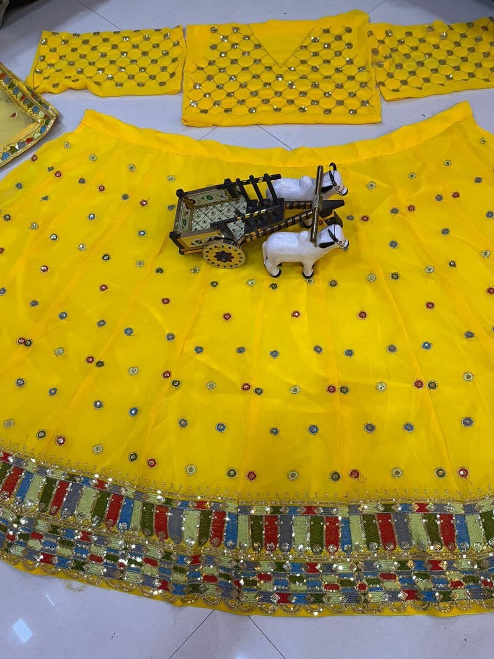 Yellow Lehenga Choli In Georgette Silk With Sequence Embroidery Work