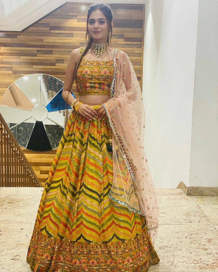 Yellow Lehenga Choli In Georgette Silk With Sequence Work