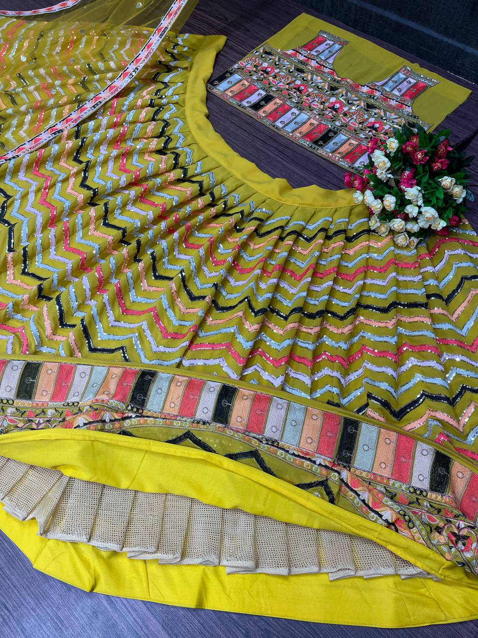 Yellow Lehenga Choli In Georgette Silk With Sequence Work