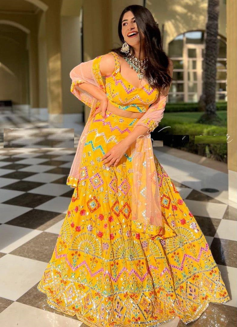 Yellow Lehenga Choli In Georgette Silk With Zari Work