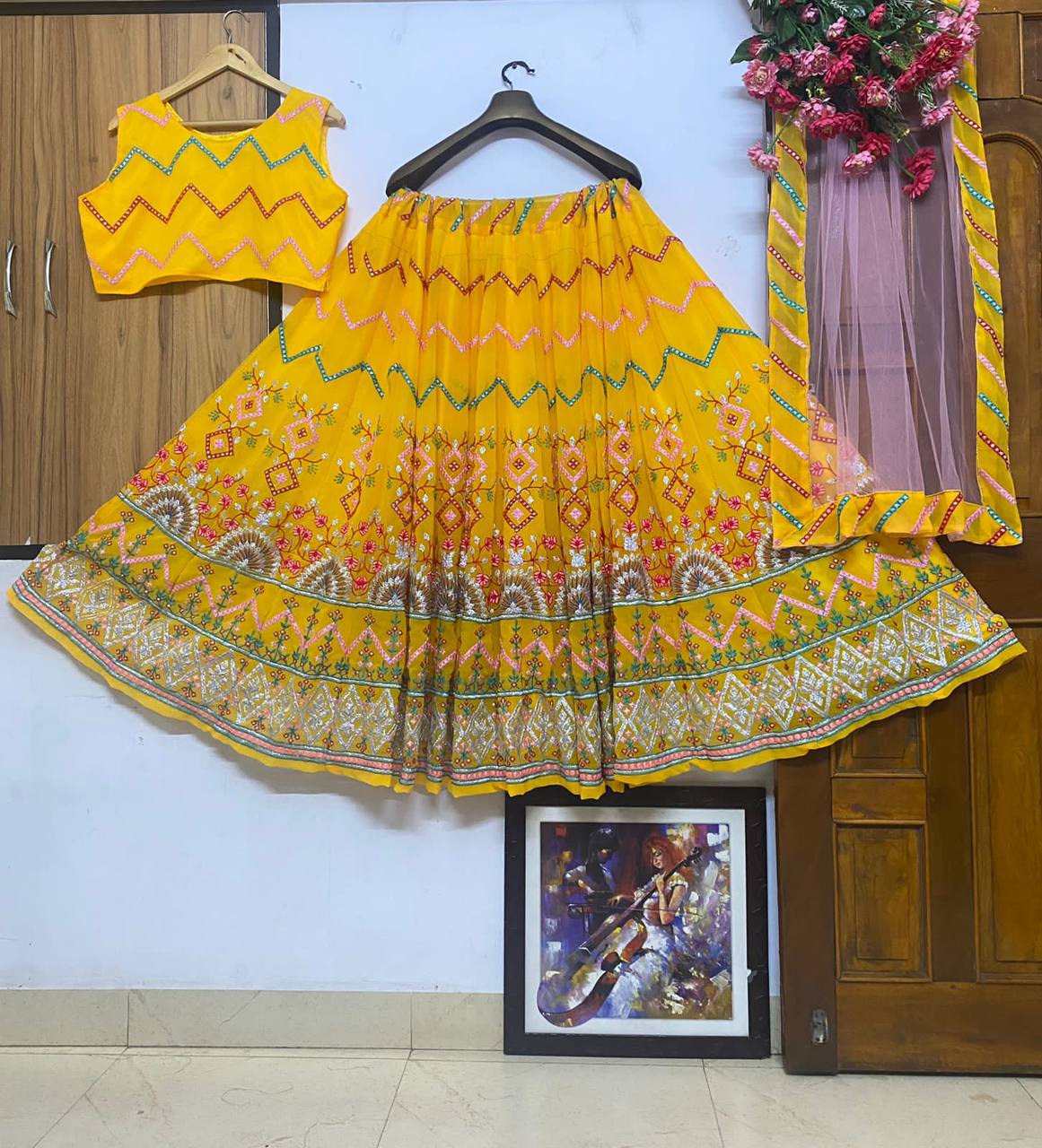 Yellow Lehenga Choli In Georgette Silk With Zari Work