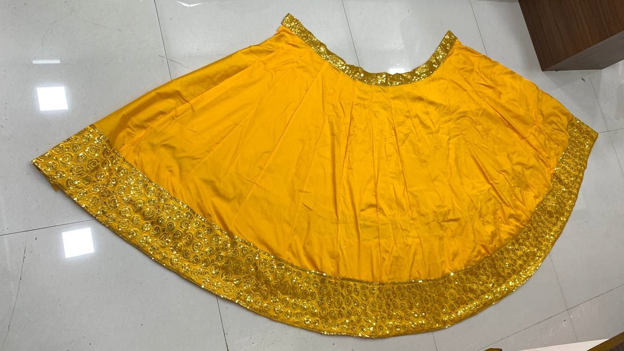 Yellow Lehenga Choli In Heavy Satin Taffeta Silk With Sequence Embroidery Work