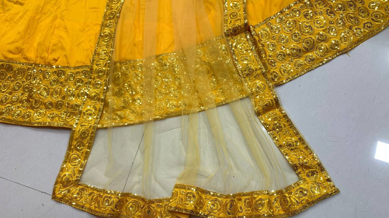 Yellow Lehenga Choli In Heavy Satin Taffeta Silk With Sequence Embroidery Work