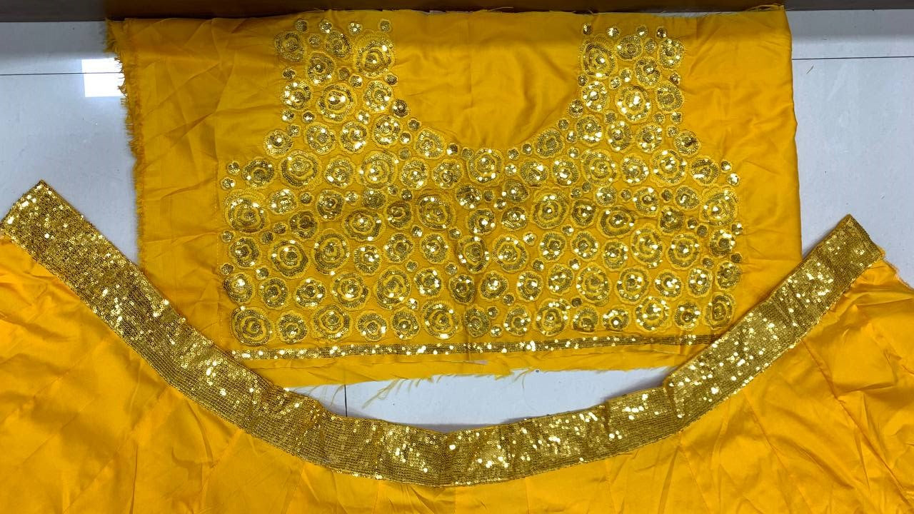 Yellow Lehenga Choli In Heavy Satin Taffeta Silk With Sequence Embroidery Work