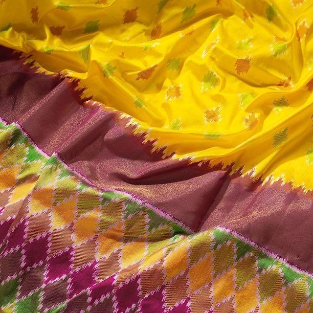 Yellow Saree In Heavy Vichitra Silk With Digital Print